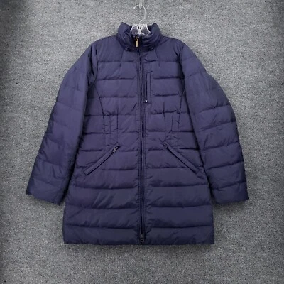 Lands End Jacket Womens M Medium Blue Parka Full Zip Puffer Tunic Mock Neck - Image 1 of 4