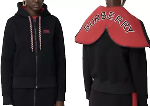 Burberry Black Embroidery Logo Hoodie Zip Up Jacket Size Small - Picture 1 of 19