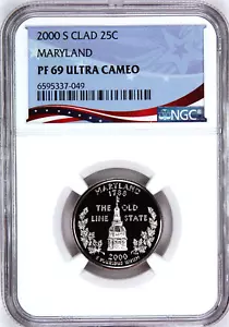 2000-S Proof State Quarter, Maryland, PF69 Ultra Cameo NGC, Patriotic Label - Picture 1 of 4