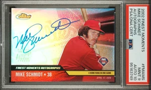2002 Topps Finest — 4 HRs — Mike Schmidt — MINT PSA 9, AUTO 10 (on-card) — NEW - Picture 1 of 3