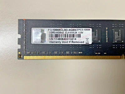 G.SKILL 4GB Ram - PC3-10666 DDR-3-1333 - F3-10666CL9D-8GBNT - Image 1 of 3