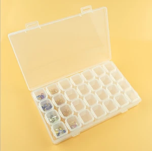 Clear Plastic 28 Slots Adjustable Jewelry Storage Box Case Craft Organizer Beads - Picture 1 of 2
