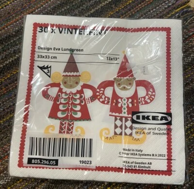 Ikea Vinterfint Holiday Santa Holiday Napkins Christmas Gnome Discontinued - Image 1 of 4