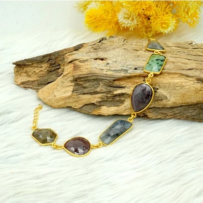 Sapphire Bracelet 925 Sterling Silver Jewelry Women Bracelet Gemstone Bracelet - Image 1 of 4