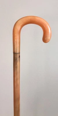 Antique German imitation horn Bakelite crook handle walking stick. 1900s - Image 1 of 4