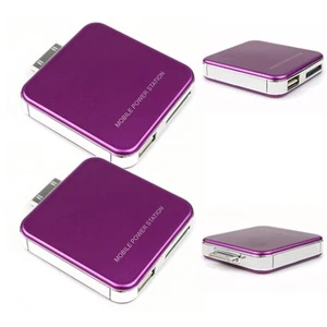 2 2200MAH PORTABLE EXTERNAL PURPLE BATTERY CHARGER USB IPHONE 4S 4 3GS IPOD NANO - Zdjęcie 1 z 1