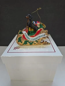Danbury Mint Dachshund Dog in Santa’s Sleigh 2004 Christmas Tree Ornament - Picture 1 of 12