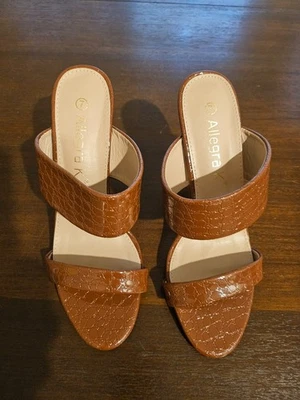 Allegra K Women's Open Toe Stiletto Heel Slide Sandals Brown Size 7 - Image 1 of 4