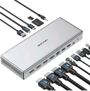 NEW WAVLINK Universal 10G Dual8k/Quad4K Docking Station inc 4xDisplayPort cables - Picture 1 of 5