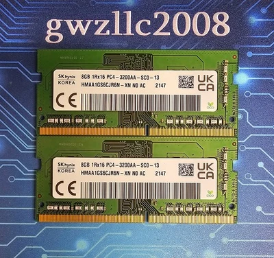 16GB (2x8GB) PC4-25600 DDR4-3200MHz 1Rx16 Non-ECC Hynix HMAA1GS6CJR6N-XN #A5 - Image 1 of 2