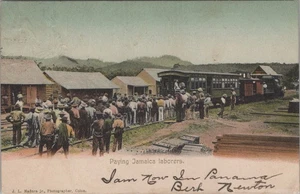 Bezahlende Jamaika Arbeiter Panama Eisenbahn 1906 Kanalzone Premierminister Maduro Jr. Postkarte - Bild 1 von 2