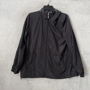 Dennis Basso Womans Zip Windbreaker Jacket Black Small Nylon Long Sleeve Mock - Picture 1 of 7