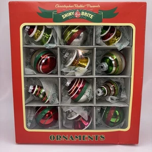 New 2011 Christopher Radko Shiny Brite 12 Pc. Glass Christmas Ornaments - Picture 1 of 8