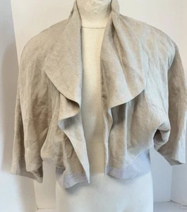 Piazza Sempione Draped Light Weight Flax Linen Open Jacket Blazer Top WM 8 EU44 - Bild 1 von 13