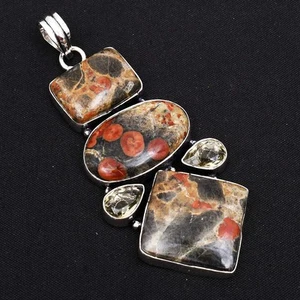 Peanut Obsidian Green Amethyst Gemstone Handmade Pendant Jewelry 3.04" AP-49015 - Picture 1 of 1