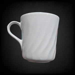 Y2K Vintage White Corning Stoneware White Swirl Coffee Mug 2 Piece Mug Set - Picture 1 of 9