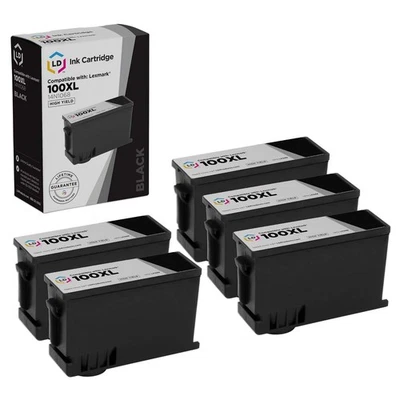 LD Compatible Lexmark 100XL / 100 14N1068 5pk High Yield Black Inkjet Cartridges - Image 1 of 4