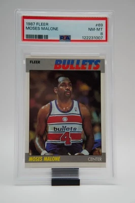 1987 Fleer #69 Moses Malone Washington Bullets PSA 8 NM-MT - Image 1 of 3