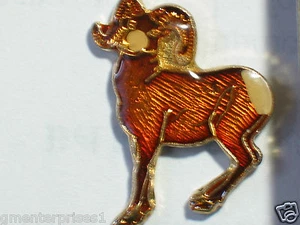 Spilla Ram Corno Grande Bellissima Spilla Ram Marrone Chiaro Vintage - Foto 1 di 1