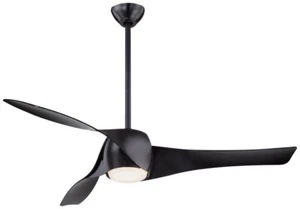 MinkaAire Artemis Gloss Black 3 Blade W/ Light Ceiling Fan- F803-BK-NOB-G. Kovac - Picture 1 of 19