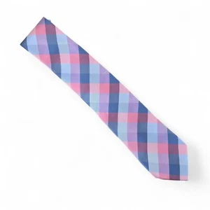 Tommy Hilfiger Men's Buffalo Tartan Plaid Tie Necktie Classic 3" Silk Blend Pink - Picture 1 of 5