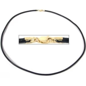 Schwarz Lederband 2,0 mm Dick Halskette Schmuck 14K Gold Verschluss 18 Zoll - Bild 1 von 1