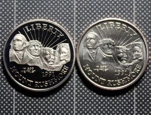1991 PAAR PP & UNC Gedenkmünzen Mount Rushmore plattiert Half Dollar 50c - Bild 1 von 4