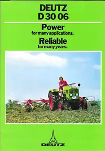 Anfang 70er Jahre Deutz D 3006 Traktor Prospekt ORIGINAL 6 Seiten Leistung zuverlässig - Bild 1 von 2
