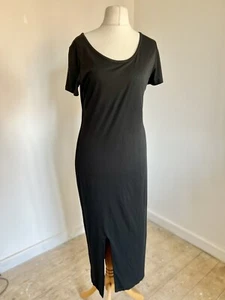 Peruvian Connection T-shirt Dress Sz M Black Cotton Blend Jersey Double Fabric - Picture 1 of 6