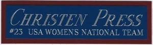 CHRISTEN PRESS TEAM USA SOCCER NAMEPLATE AUTOGRAPHED Signed BALL-PHOTO-JERSEY - Picture 1 of 2