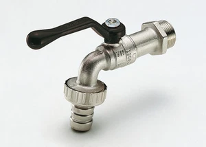 1/2" BSP Hebel Außen Garten Wasserhahn Messing vernickelt Bewässerung schwarzer Griff - Bild 1 von 2