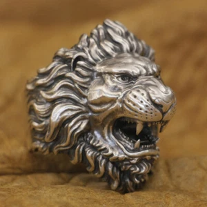 Anillo punk LINSION 925 de plata esterlina rugiente para hombre TA385A talla 7~16 - Imagen 1 de 32