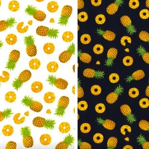 Tela de popelín de piña 100 % algodón rosa y fruta de hubble costura tropical artesanal - Imagen 1 de 8