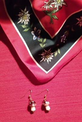 Mini Smoky Purple Mushroom Cottagecore Earrings - Adorable Dangles! - Image 1 of 2