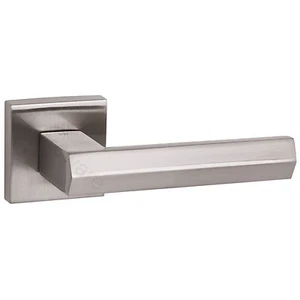 Davoli Internal Door Handle Lever On Square Rose - Satin Nickel - Atlantic Range - Picture 1 of 3