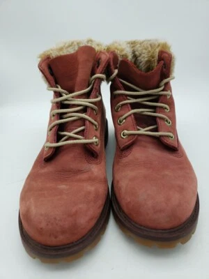 TIMBERLAND WOMEN'S SUEDE WATERPROOF PRIMALOFT MAUVE BOOTS FAUX FUR TOP SIZE 3 - Image 1 of 4