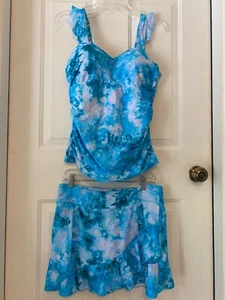ISAAC MIZRAHI LIVE! Bridgehampton Tankini w/ Ruffle Skirt TIE DYE size 10 - Picture 1 of 4