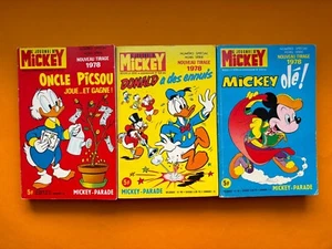 WALT DISNEY LOT 3 MICKEY PARADE 807 BIS/824 BIS/838 BIS NOUVEAU TIRAGE 1978 TBE - Picture 1 of 5