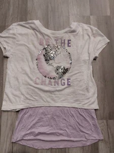 NWT JUSTICE GIRLS Be the Change Glitter 2Fer Top Lavender Size 8 (u) - Picture 1 of 3