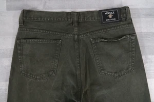Jeans VERSACE JEANS COUTURE uomo verde vintage gamba dritta W32 L34 - Foto 1 di 20