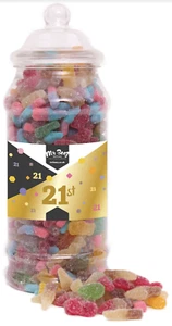 Happy 21st Birthday Sweets Gift Jar Fizzy Tangy Mix Medium or Large Mr Beez - Picture 1 of 3
