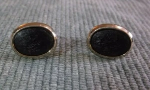 Vintage Hickok USA Goldtone & Black Cufflinks #1 - Picture 1 of 2