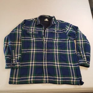 L.L. Giacca camicia a quadri blu con bottoni Bean foderata in pile flanella shacket uomo XL - Foto 1 di 10