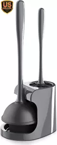 Toilet Plunger and Bowl Brush Combo for Bathroom Cleaning, Gray, 1 Set - Picture 1 of 9