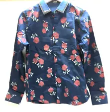 SSLR Men's Floral Cotton Long Sleeve Casual Button Down Shirts Collared Neck