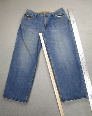 Pantalones de mezclilla enchufables vintage para hombre 38x30 azules holgados sueltos patinador raver punk skateboarding Foto 1 de 4