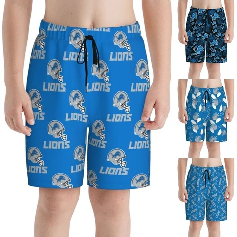 Detroit Lions Fans Beach Pants Teen Beach Trunks 2-layer Beach Swimsuit Cover
