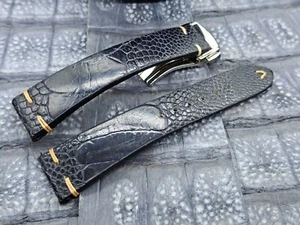 20mm/16mm Ostrich Leg Leather Watch Band Vintage Exotic Leather - Picture 1 of 14