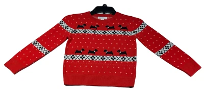 Suéter Charter Club Niñas Talla 6 Rojo Negro Vacaciones Perro Patrón Nuevo Manga Larga Foto 1 de 4