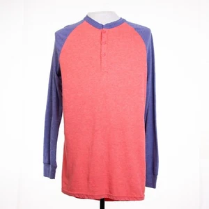 LuLaRoe Mens S Red Blue Henley Baseball Long Sleeve Shirt - Picture 1 of 9